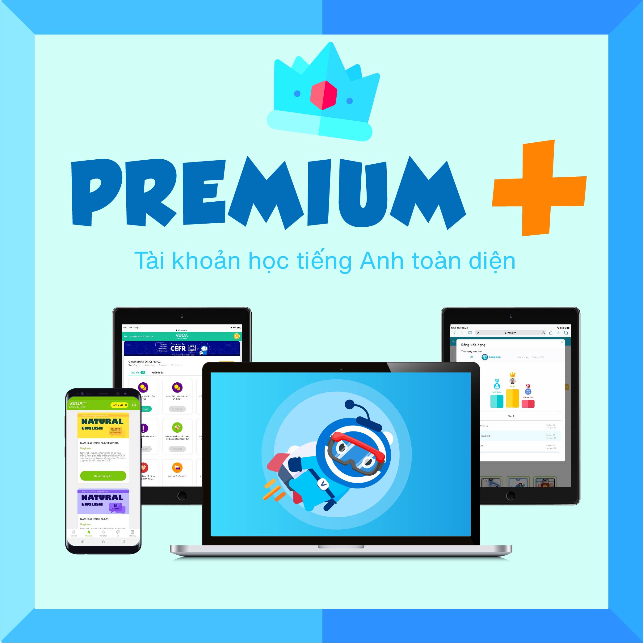 VOCA PREMIUM+: Tài khoản học tiếng Anh toàn diện, không giới hạn - giúp Thành thạo 4 kỹ năng (Nghe + Nói + Đọc + Viết) - Thư viện 500+ khoá học tiếng Anh cao cấp - Thời gian sử dụng 24 tháng - Hỗ trợ trên cả Máy tính, Smartphone