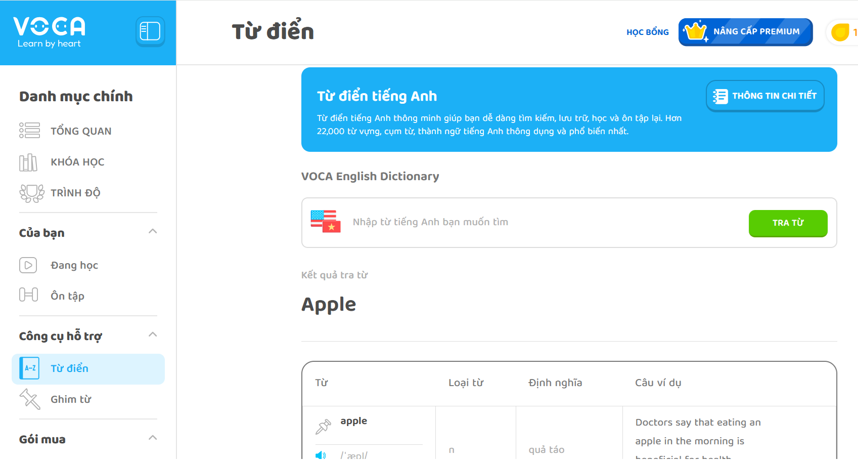 từ điển tiếng Anh voca
